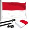 G128 Combo Pack: 6 Ft Tangle Free Aluminum Spinning Flagpole (Black) & Monaco Monégasques | 3x5 Ft | LiteWeave Pro Series Printed 150D Polyester | Pole with Flag Included